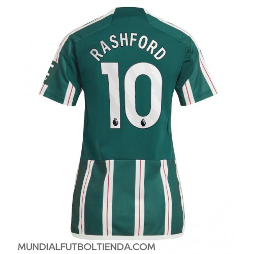 Camiseta Manchester United Marcus Rashford #10 Segunda Equipación Replica 2023-24 para mujer mangas cortas